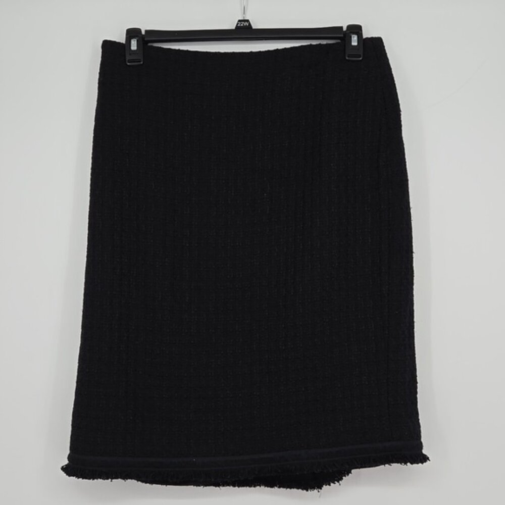 Talbots Tweed Elegant Black Women's Skirt Slit In Back Plus Size Curvy Size 16 - Picture 2 of 12